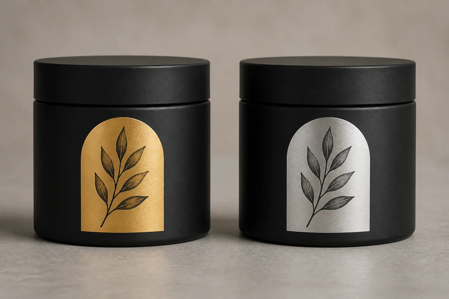 Matching botanical stickers comparing warm gold metallic and cool silver metallic finishes