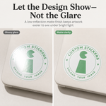 Matte finish compared with glossy glare under bright light