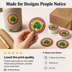 Custom matte vinyl stickers used on packaging and product surfaces