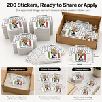 Two hundred custom die-cut matte vinyl stickers for packaging, events, and creator merchandise