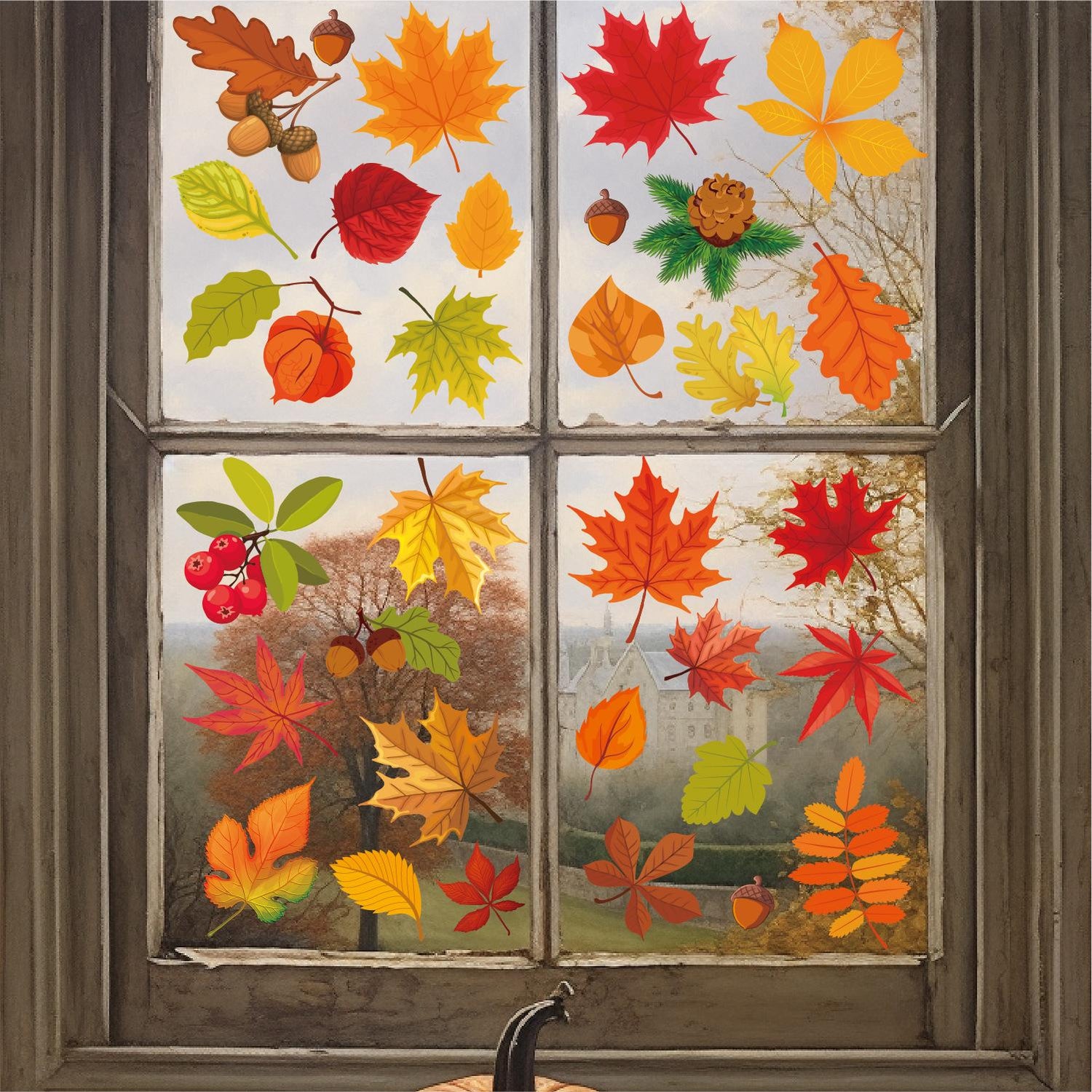 Fall Maple Leaf Window Clings – 6 Sheets