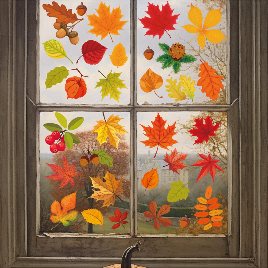 Fall Maple Leaf Window Clings – 6 Sheets