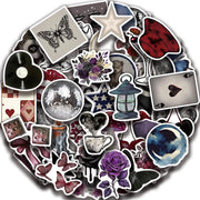 50-Piece Y2K Aesthetic Stickers, Waterproof Black and White  - 1