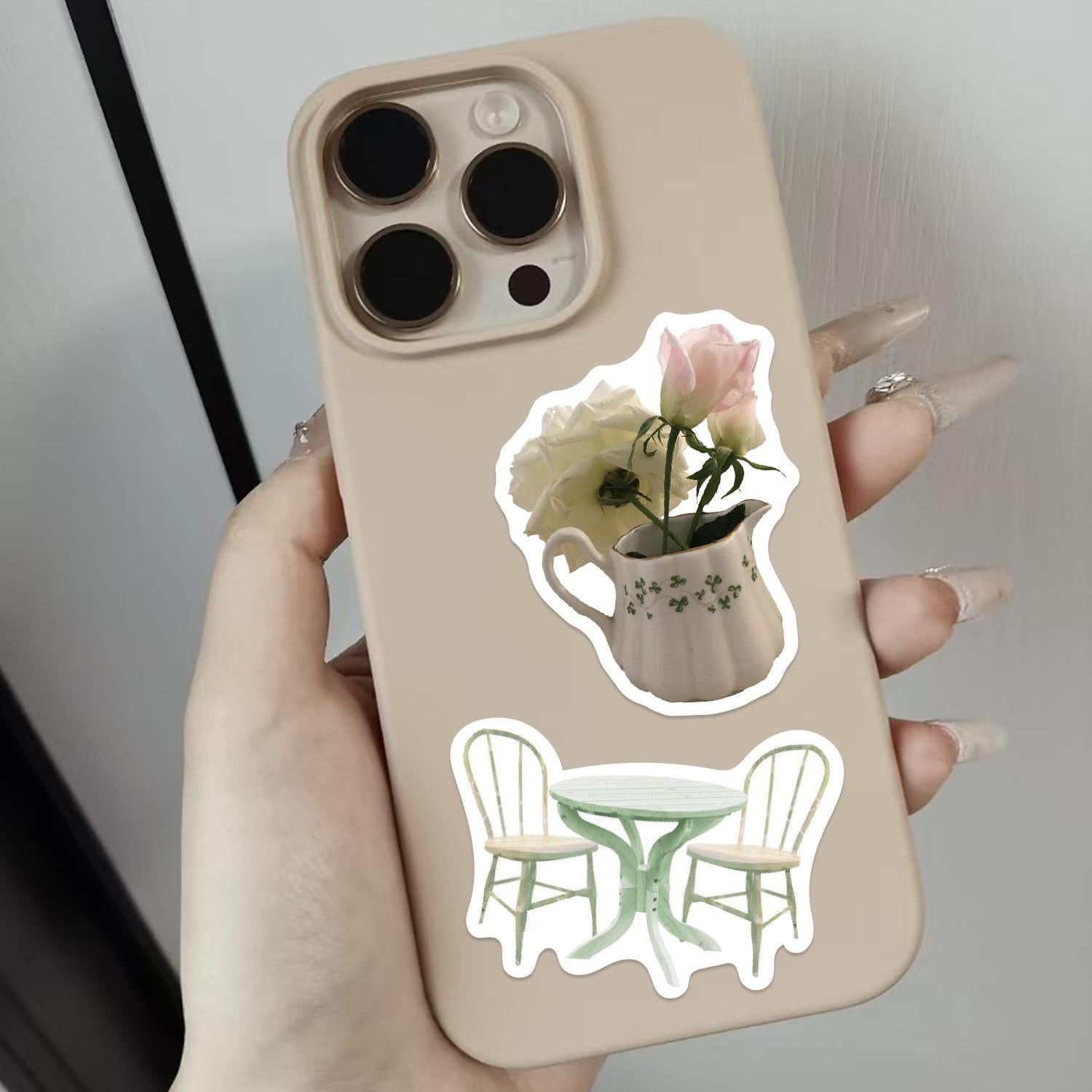 Sage Green Cartoon Waterproof Sticker Pack – 124 Pcs