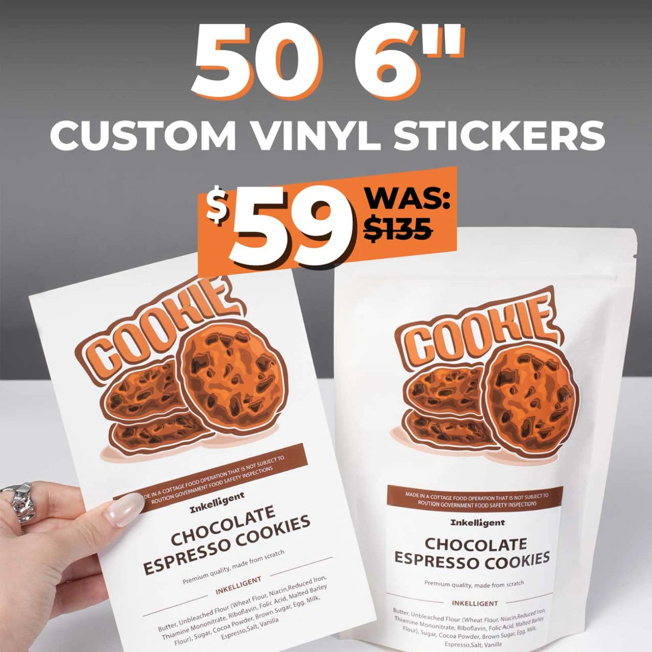 50 6" Gloss Custom Vinyl Stickers