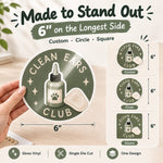 Custom 6-inch gloss vinyl sticker size and shape options