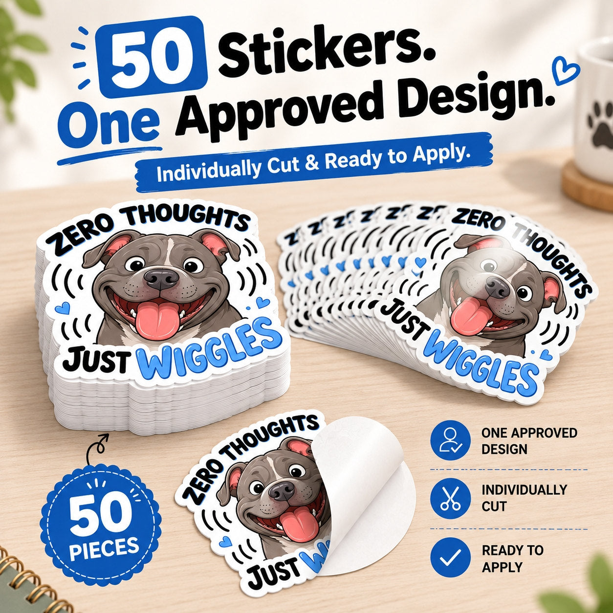 50 custom stickers with one approved design and individual die cuts