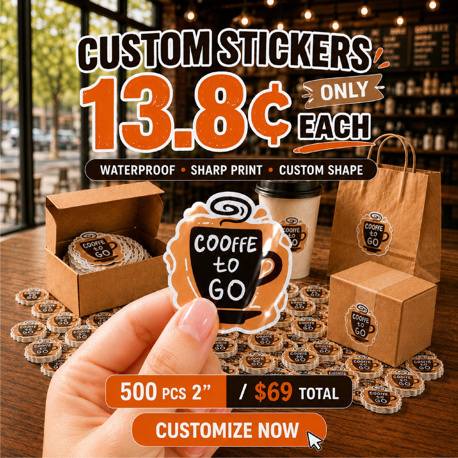 500 custom 2-inch gloss vinyl stickers for $69
