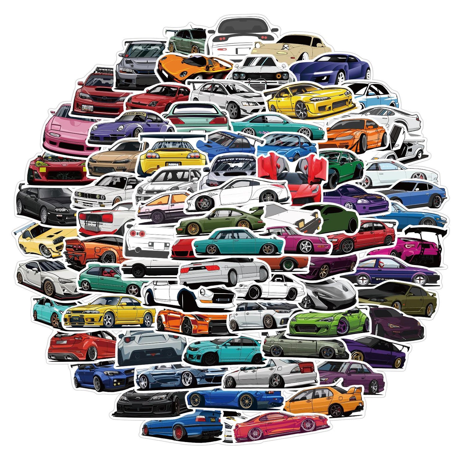 Sports Car Stickers, 50 or 100-Piece Waterproof Vinyl Decal  - 1