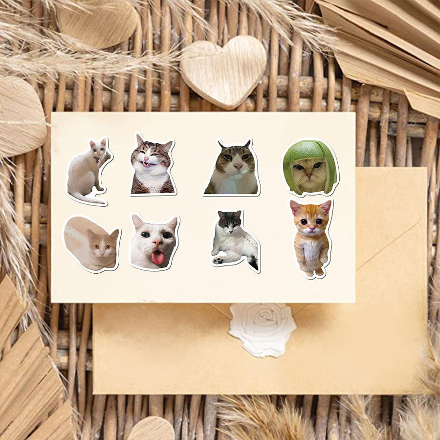 Funny Cat Meme Stickers, 50 or 100-Piece Waterproof Vinyl De - 3