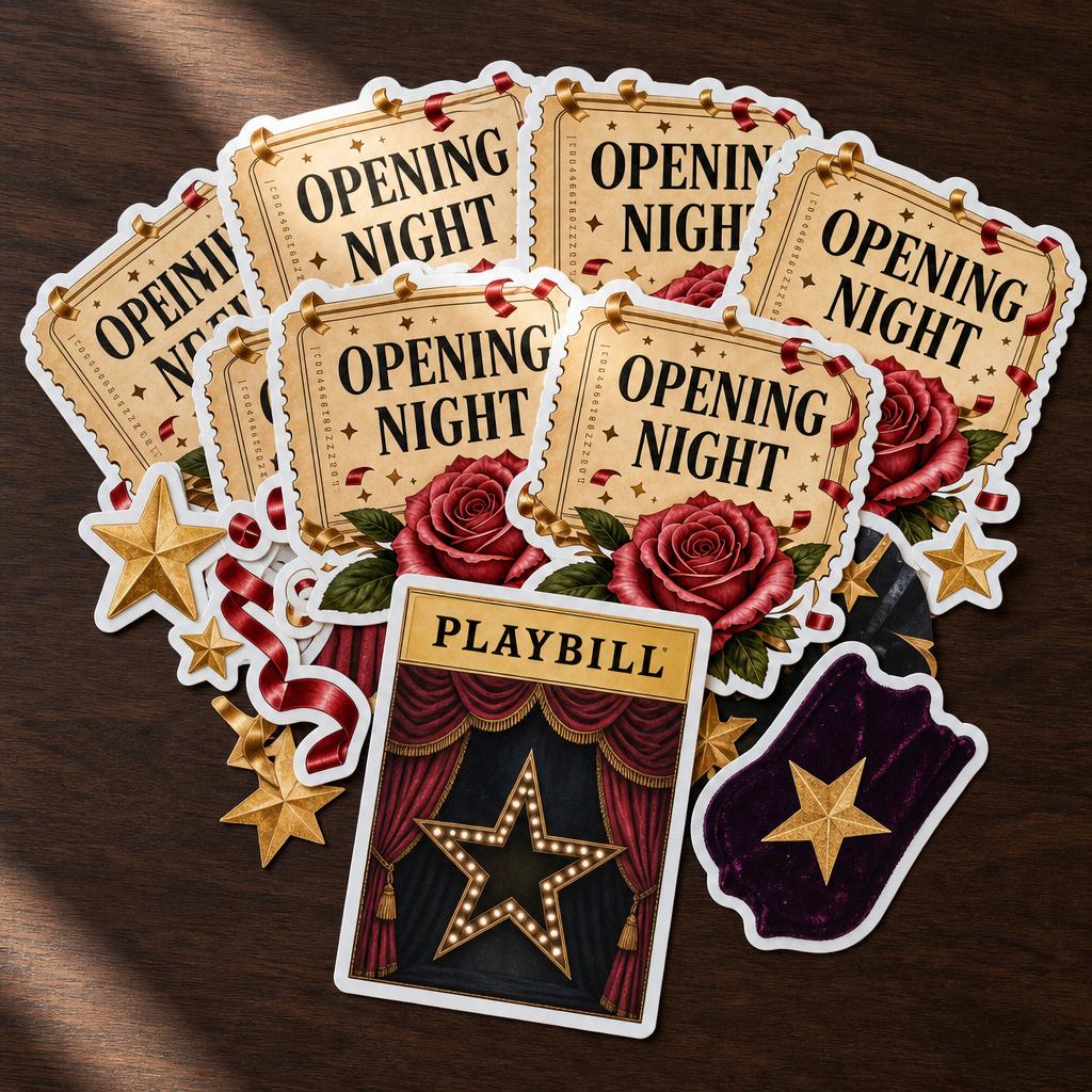 Broadway Theater Night Stickers