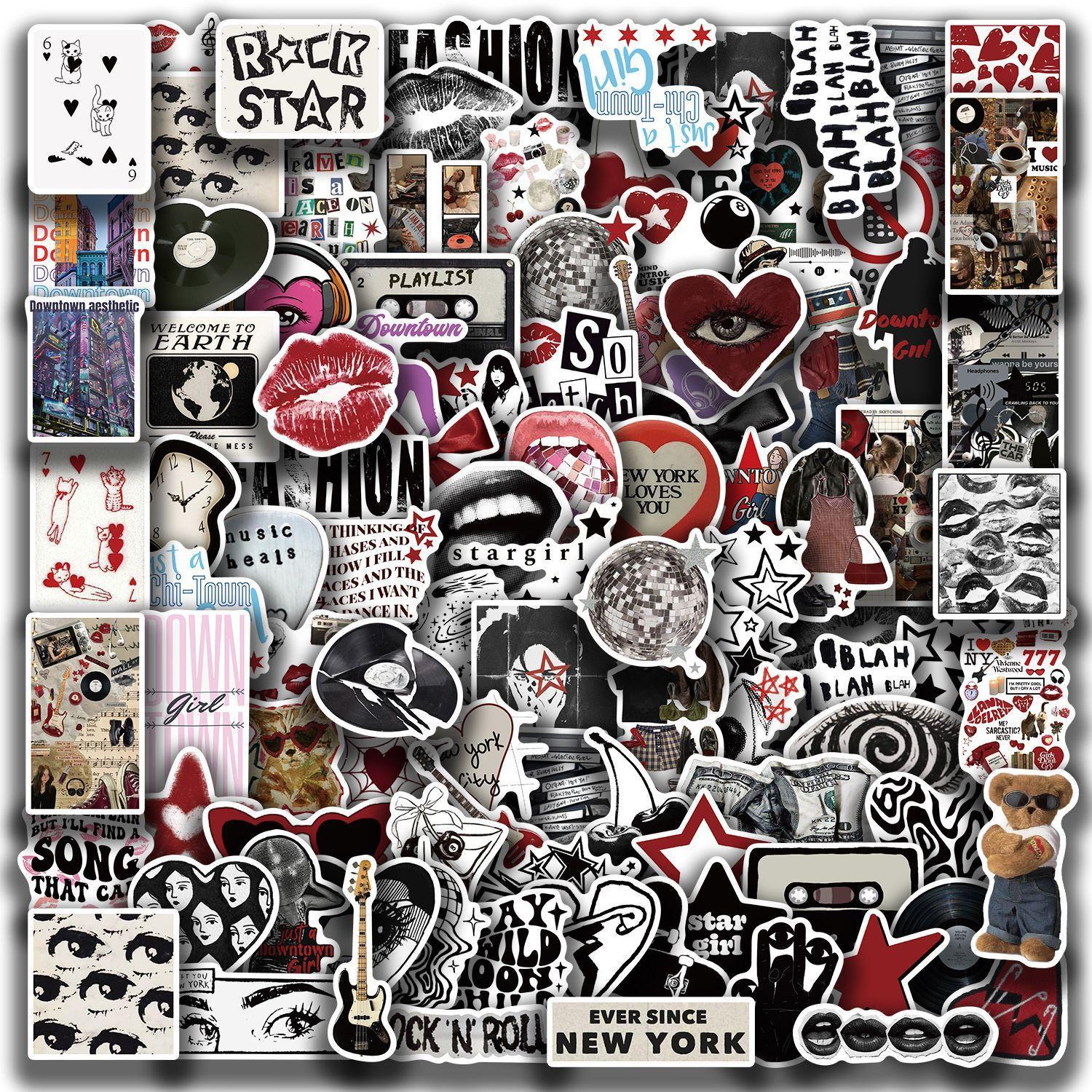 100-Piece Downtown Girl Y2K Stickers, Waterproof Aesthetic V - 2