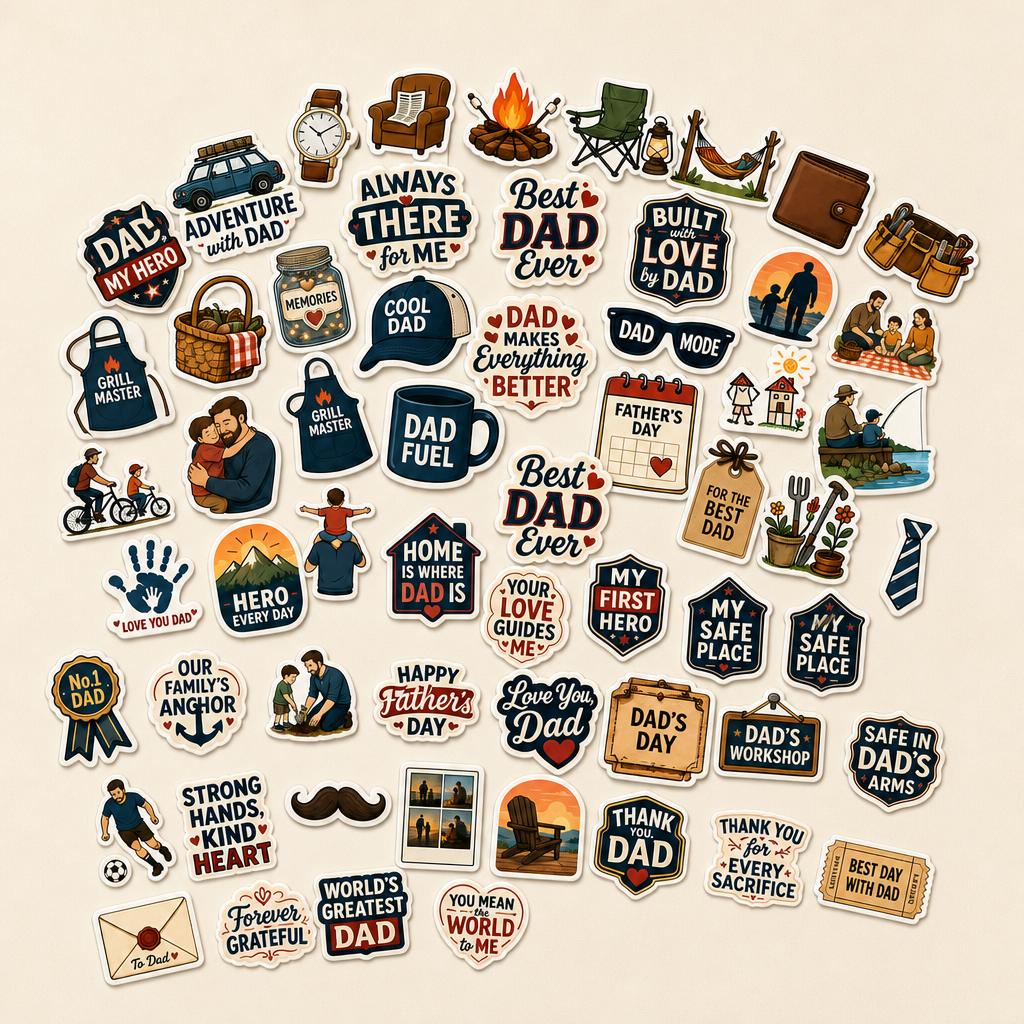 Best Dad Ever Sticker Pack – 52 Pcs