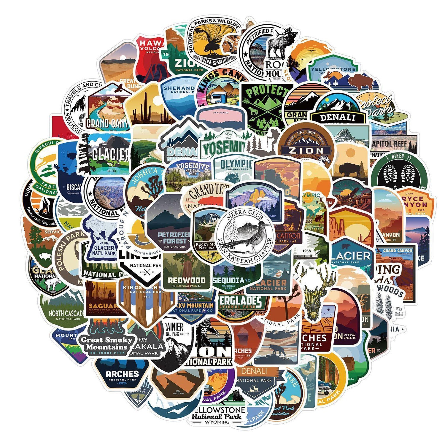 100-Piece US National Park Stickers, Waterproof Travel Vinyl - 1