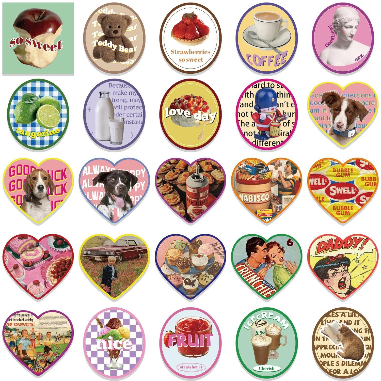 Retro Food & Americana Stickers – 100 Pcs