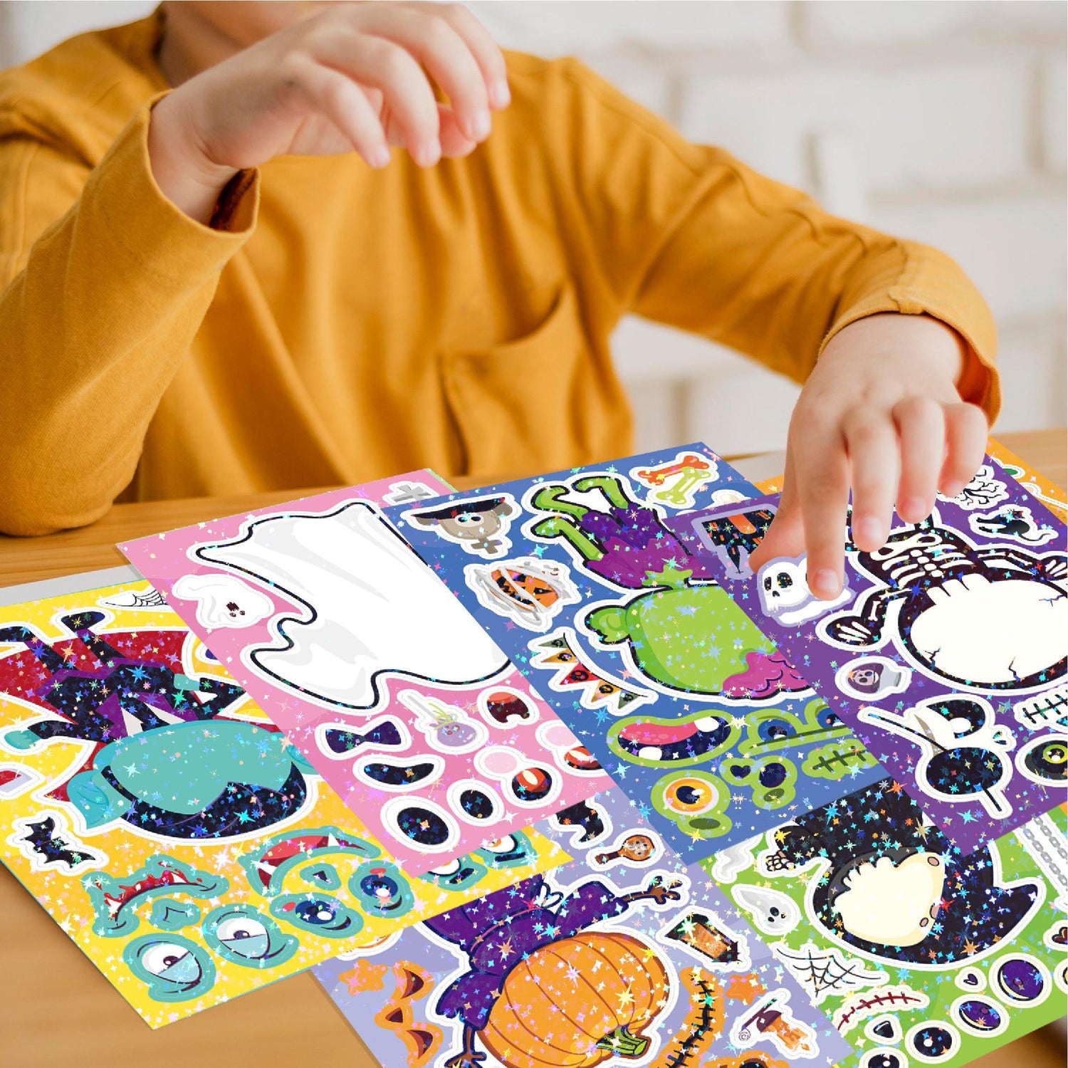 Halloween Kids' Make-a-Face Stickers – 8 Pcs