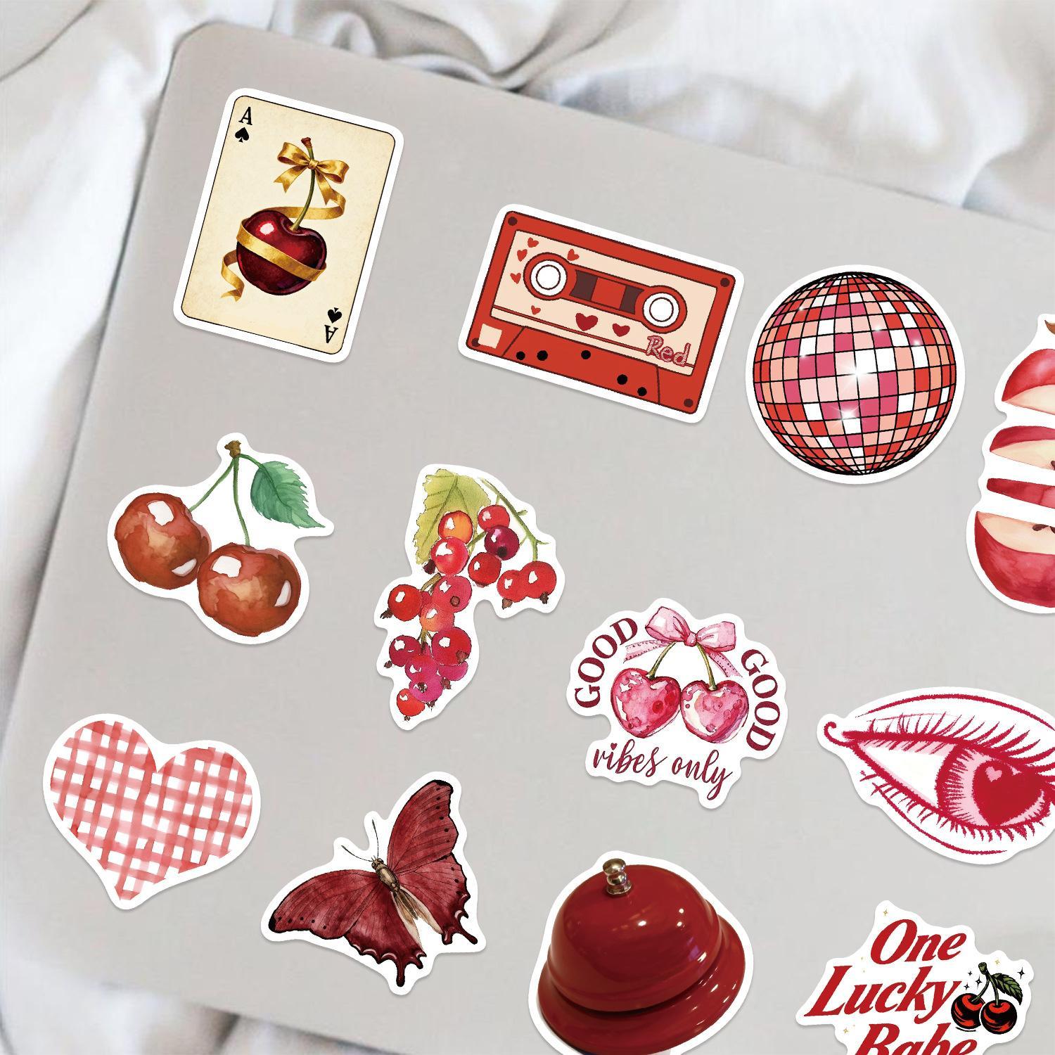 Vintage Red Aesthetic Stickers Pack – 100 Pcs