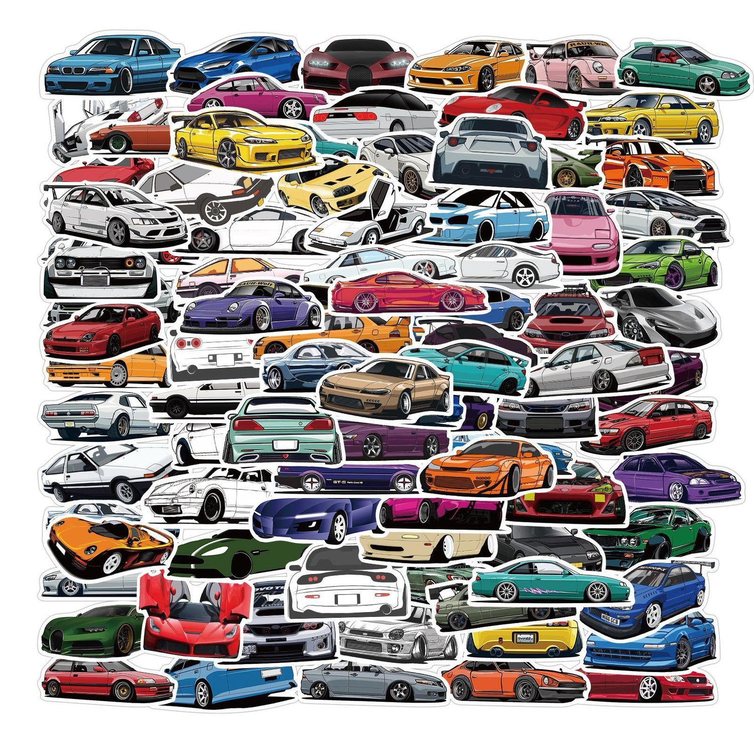 Sports Car Stickers, 50 or 100-Piece Waterproof Vinyl Decal  - 2
