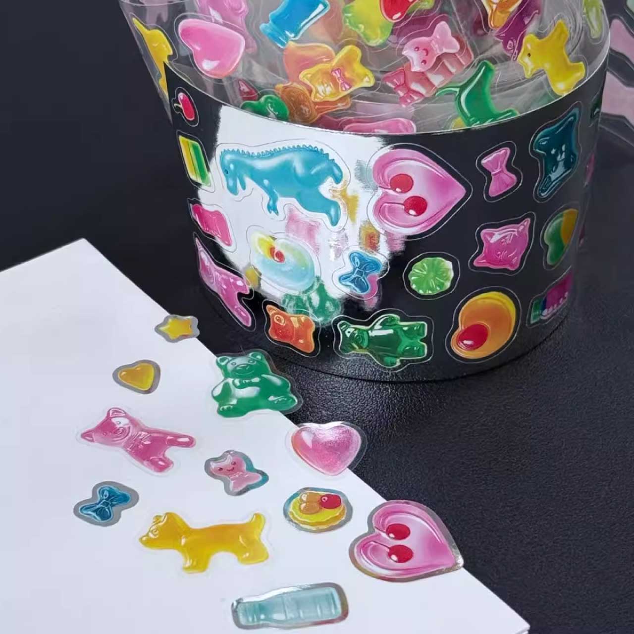 Holographic Silver Gummy Candy Sticker Roll