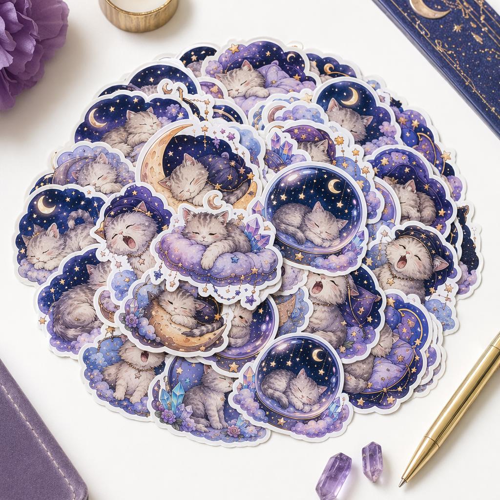 Cute Magical Celestial Cat Stickers Pack