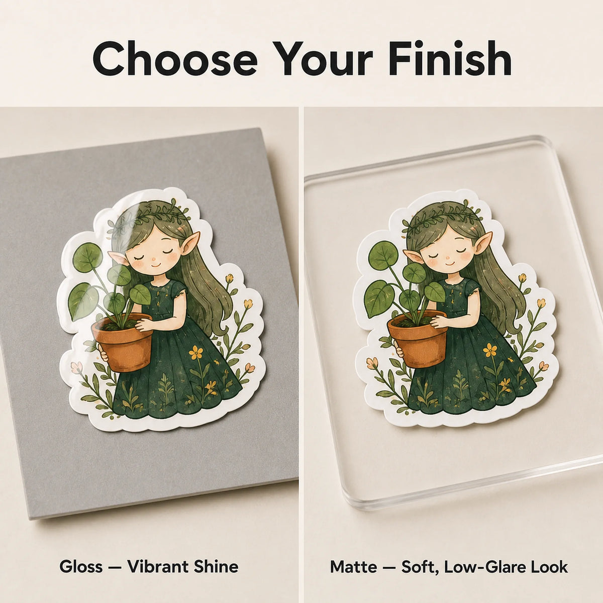 Artist & Illustrator Stickers — gloss and matte finish comparison