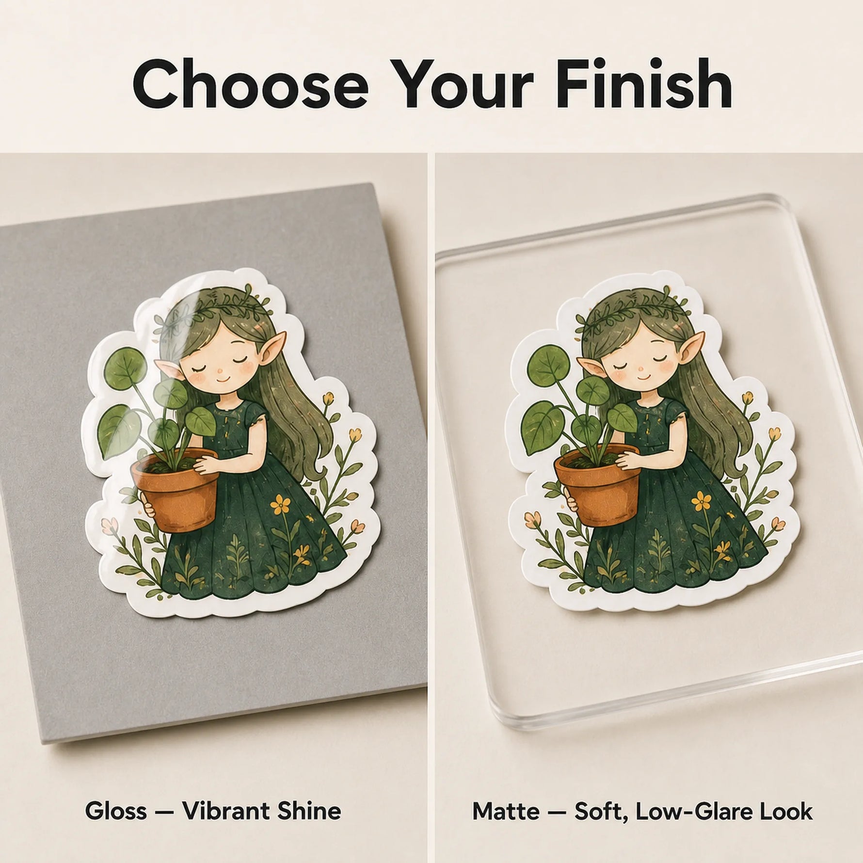 Artist & Illustrator Stickers — gloss and matte finish comparison