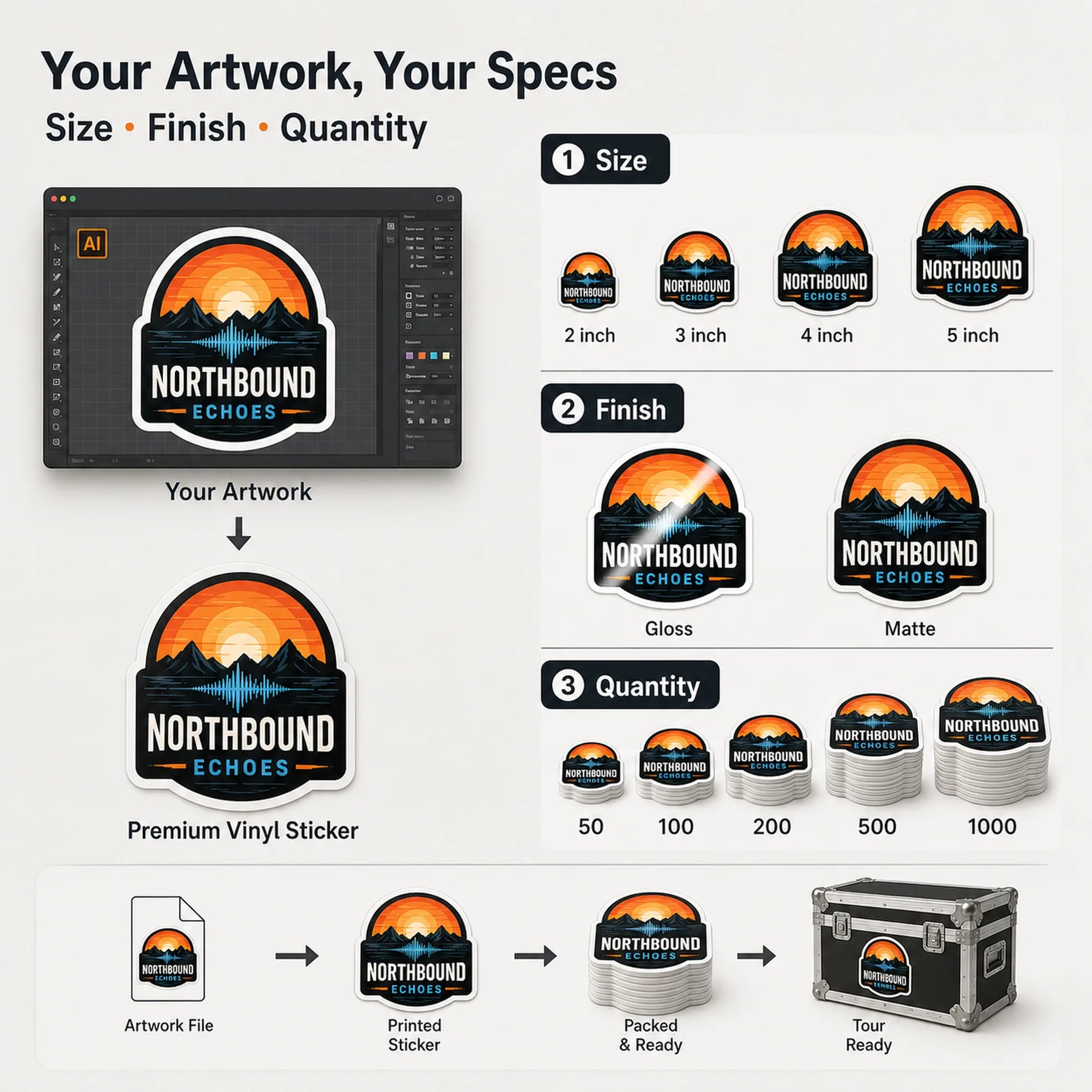 Band & Music Stickers — artwork, finish, and quantity options