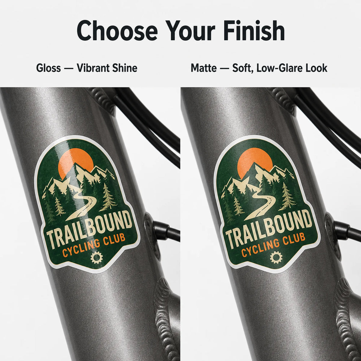 Bicycle Stickers — gloss and matte finish comparison