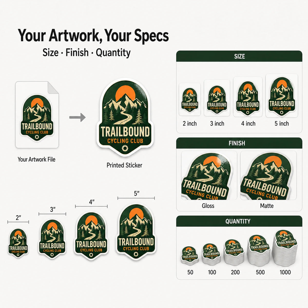 Bicycle Stickers — artwork, finish, and quantity options