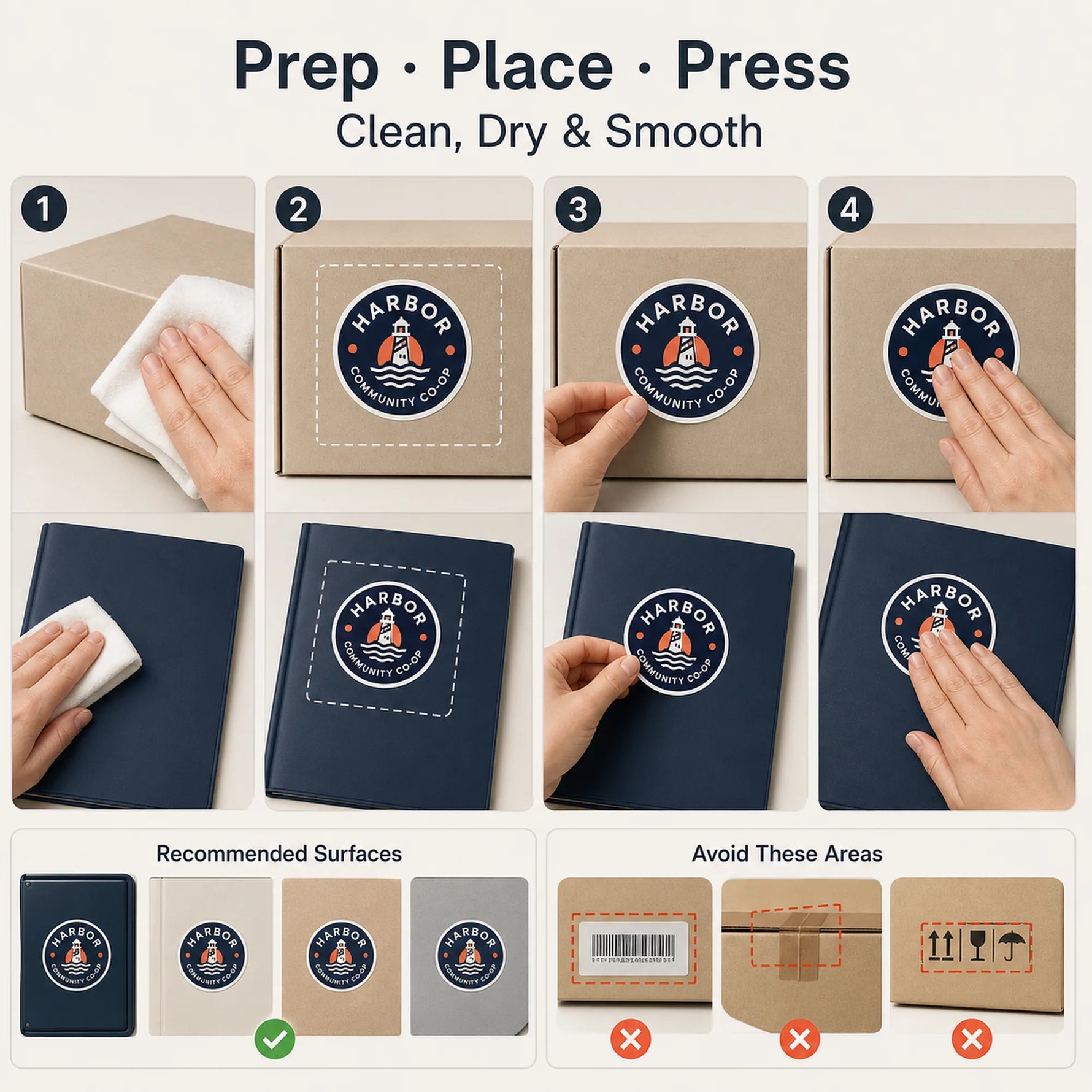 Brand & Organization Stickers — application guide