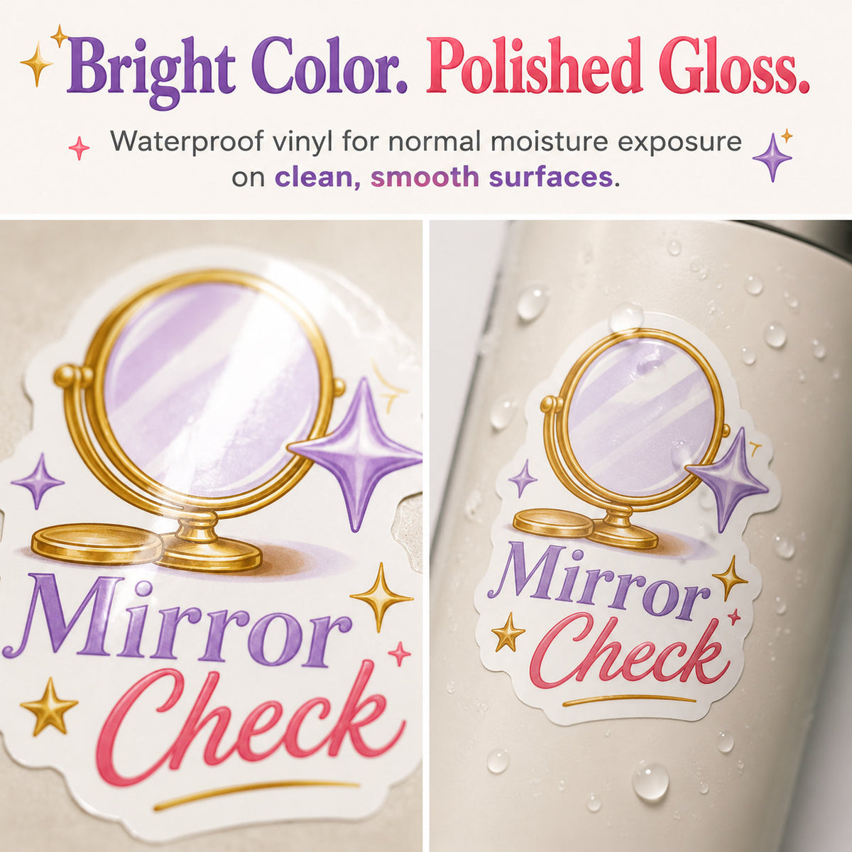 Bright-color polished gloss waterproof vinyl sticker