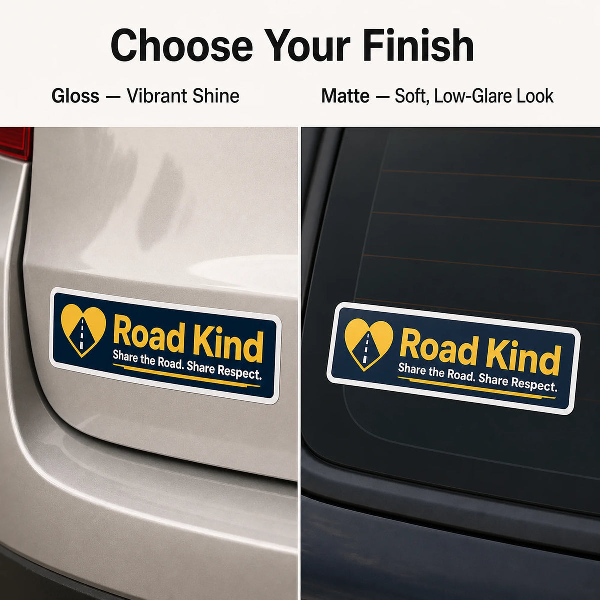 Bumper Stickers — gloss and matte finish comparison