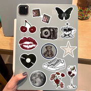 50-Piece Y2K Aesthetic Stickers, Waterproof Black and White  - 5