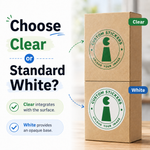 Clear versus white vinyl sticker comparison