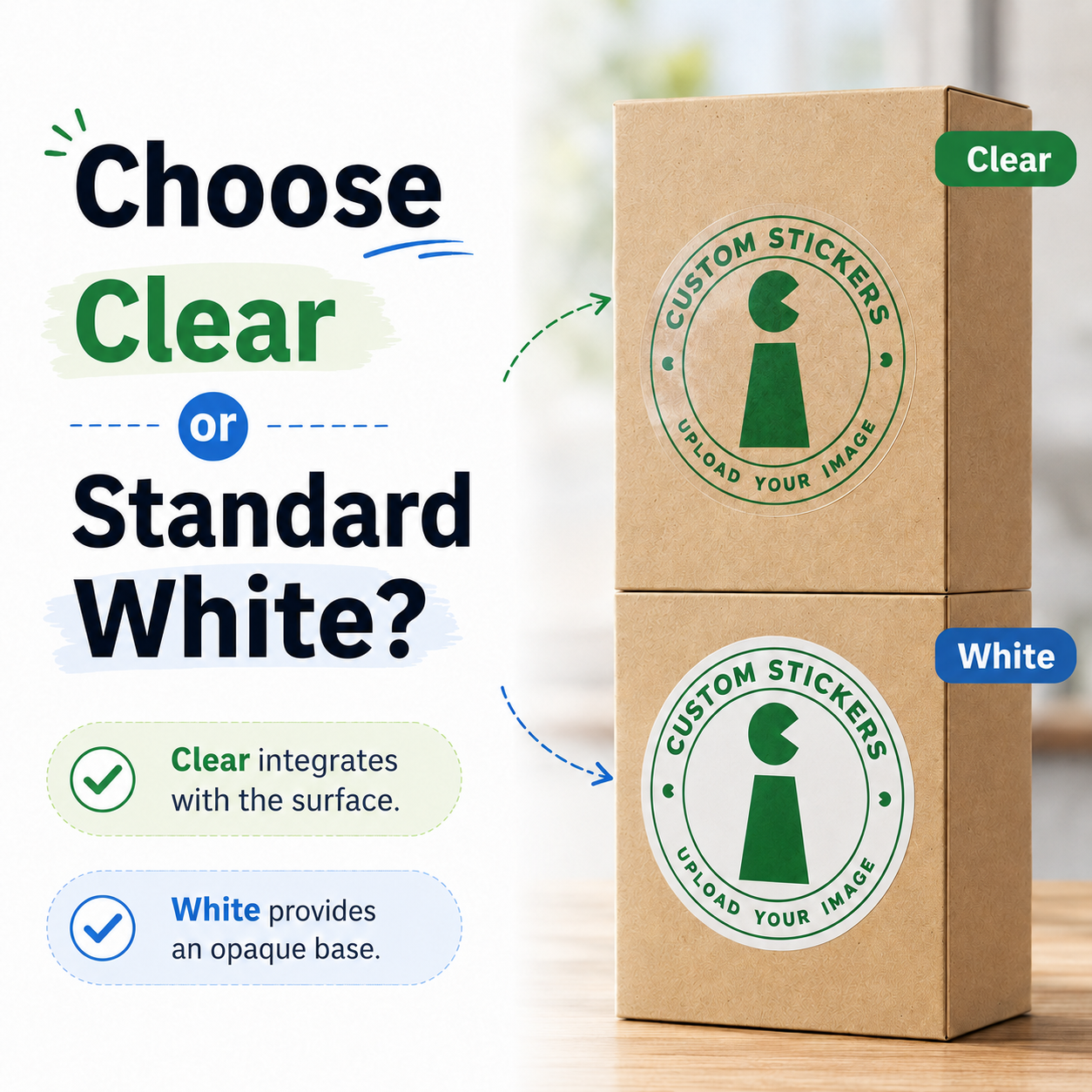 Clear versus white vinyl sticker comparison