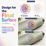 Clear sticker design contrast preview on a bottle