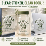Clear stickers on windows, bottles, packaging, and devices