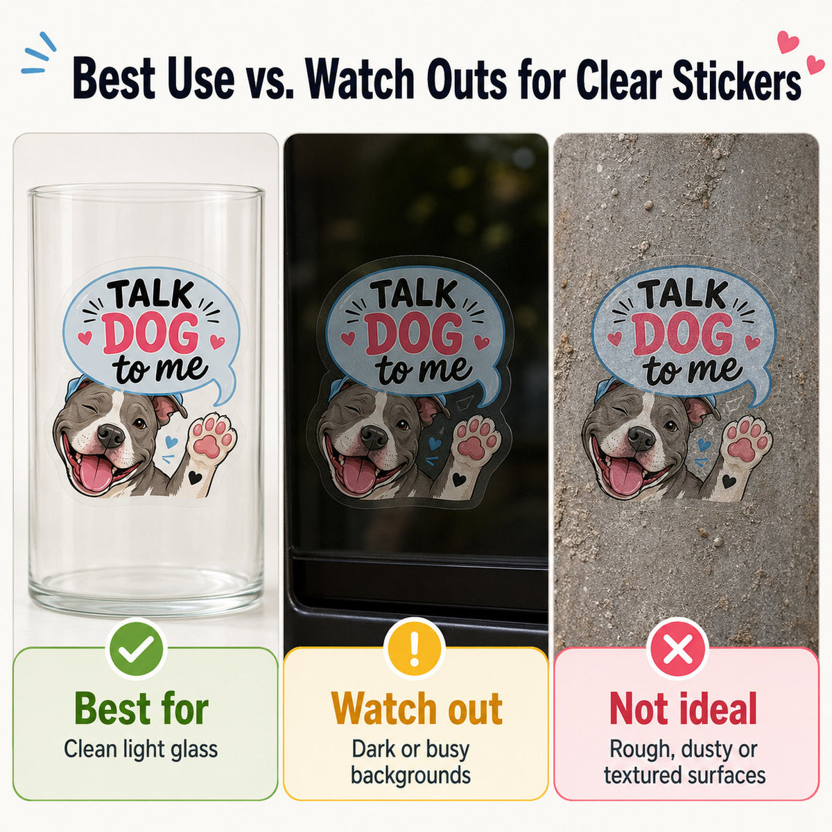 Best surfaces and watch-outs for custom clear stickers