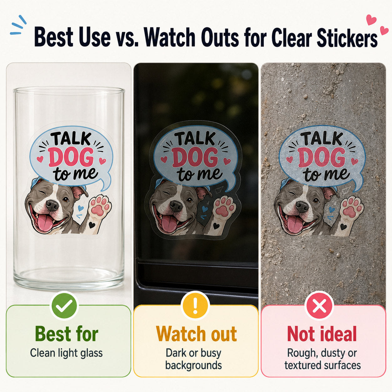 Best surfaces and watch-outs for custom clear stickers