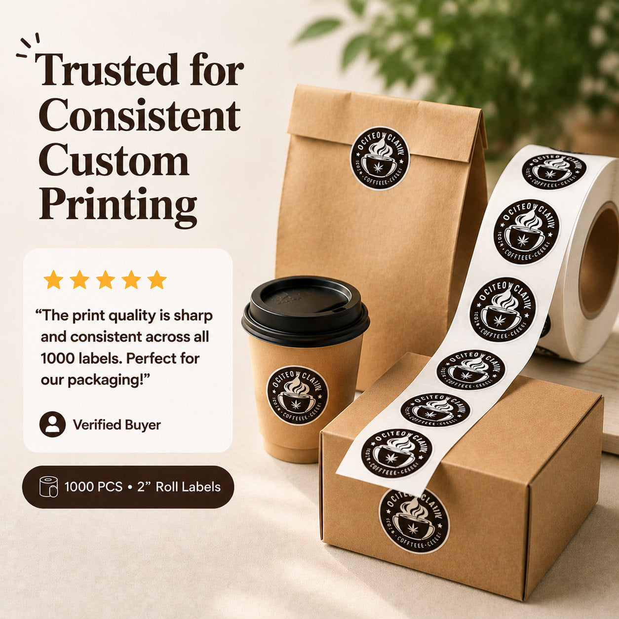 Customer review for consistent custom 2-inch roll label printing