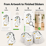 Custom sticker artwork upload, proof review, and production process