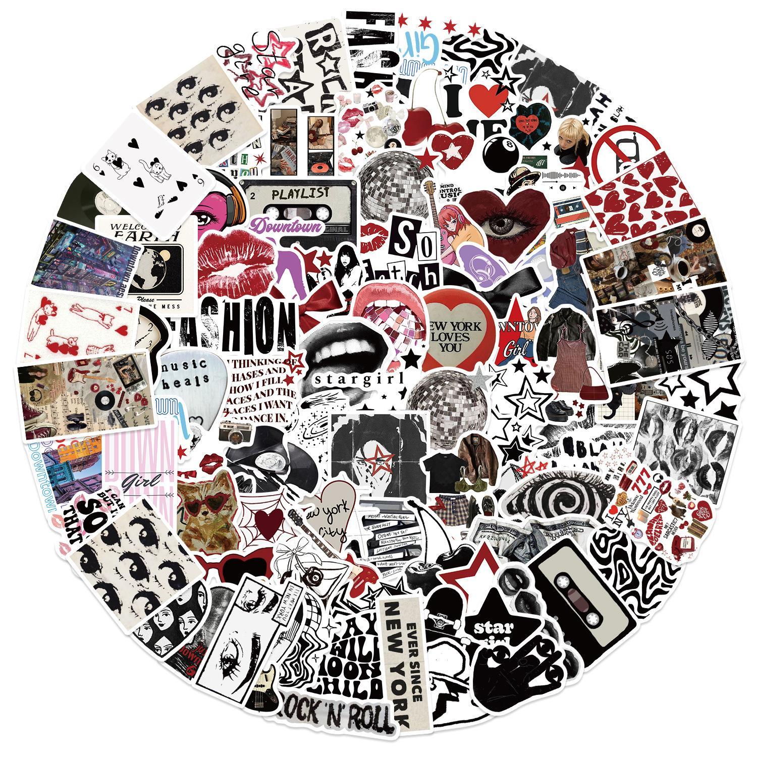 100-Piece Downtown Girl Y2K Stickers, Waterproof Aesthetic V - 1