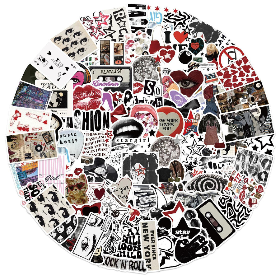 100-Piece Downtown Girl Y2K Stickers, Waterproof Aesthetic Vinyl Pack