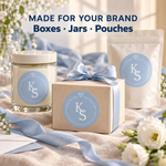 2.5-inch custom roll labels on boxes, jars, and pouches