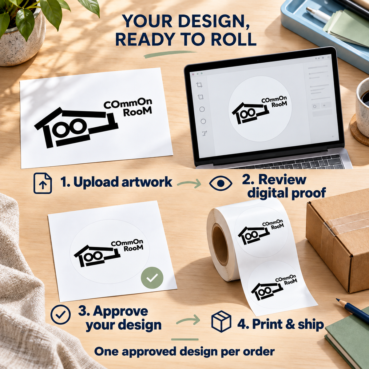 2.5-inch artwork upload, digital proof, approval, and print and ship process