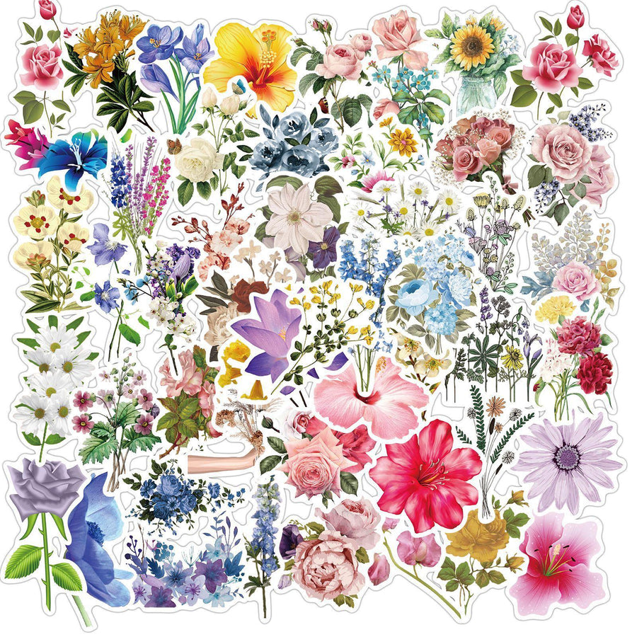 Beautiful Flower Sticker Pack – 100 Pcs