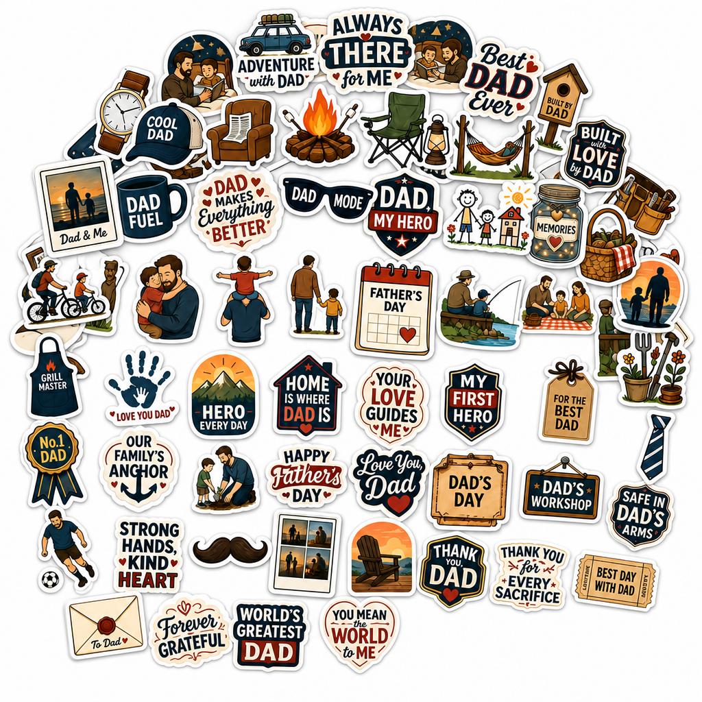 Best Dad Ever Waterproof Vinyl Sticker Pack – 60 Pcs