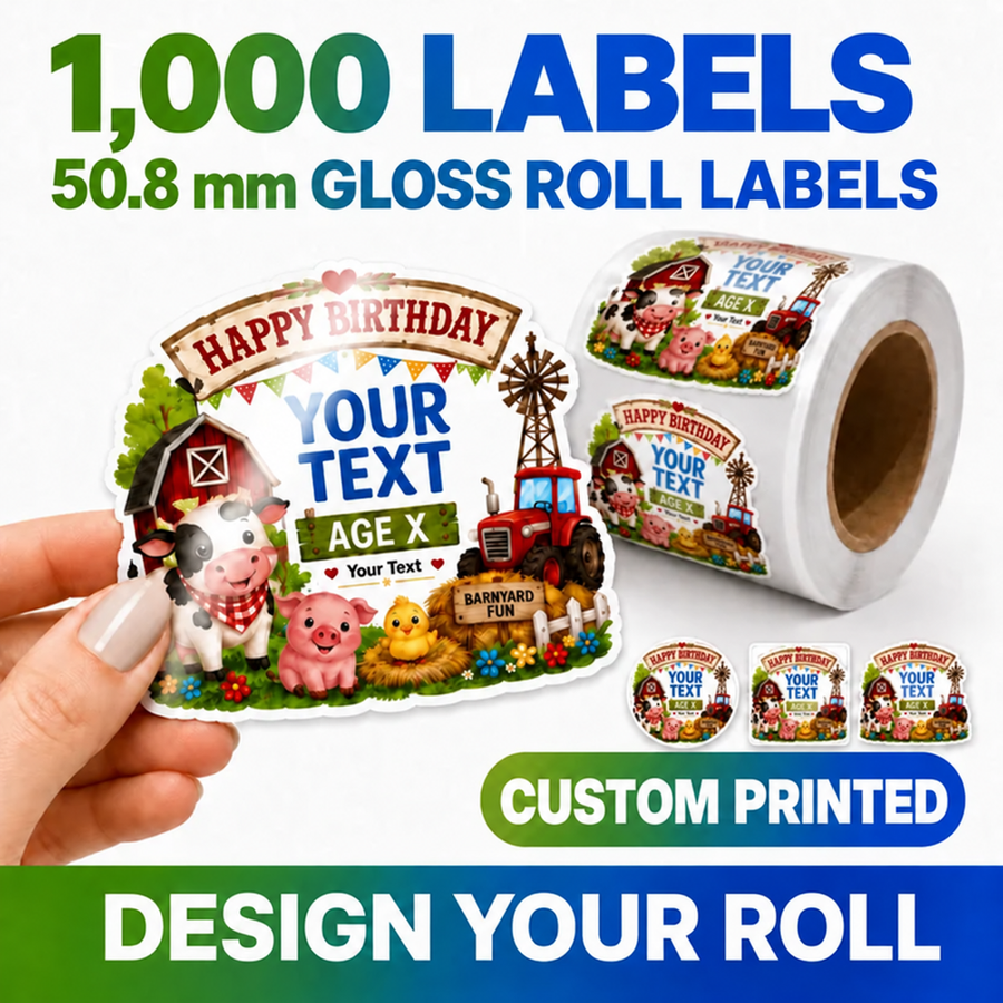 1000 custom 2-inch gloss roll labels