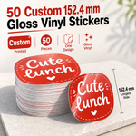 50 custom 6-inch gloss vinyl stickers – 50 pieces, one design