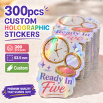 300 custom 2.5-inch holographic stickers with rainbow shine